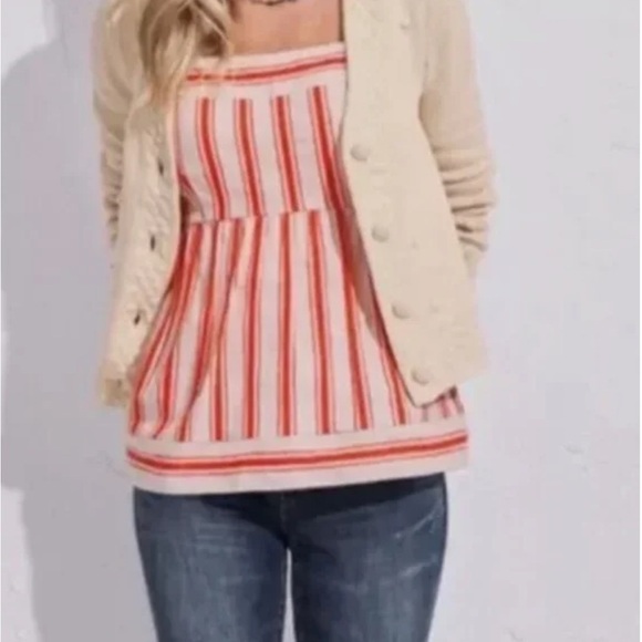 CABI Orange & Ivory Stripe Brunch Baby Doll Tank Top Style 6102 - Picture 7 of 7